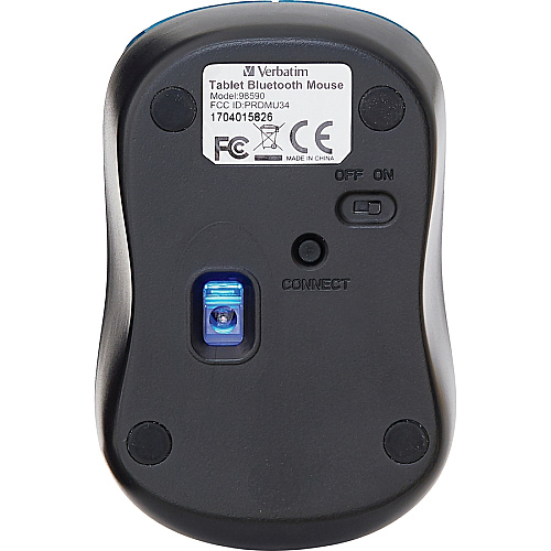 Verbatim Bluetooth&reg; Wireless Tablet Multi-Trac Blue LED Mouse - Dark Teal Blue LED/Optical - Wireless - Bluetooth - Dark Teal - 1600 dpi - 3 Button(s) - Symmetrical - 1 Each (70239)