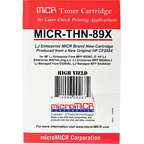 microMICR MICR Toner Cartridge - Alternative for HP 89X 10000 Pages (MICRTHN89X)