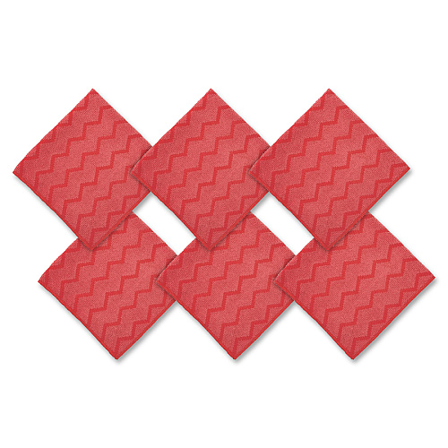 Rubbermaid Commercial HYGEN General Purpose Cloth 16" Length x 16" Width - Durable, Bleach-safe, Non-scratching, Lint-free - Red - 12 / Carton (Q62000RD)