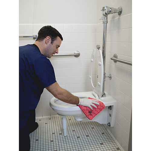 Rubbermaid Commercial HYGEN General Purpose Cloth 16" Length x 16" Width - Durable, Bleach-safe, Non-scratching, Lint-free - Red - 12 / Carton (Q62000RD)