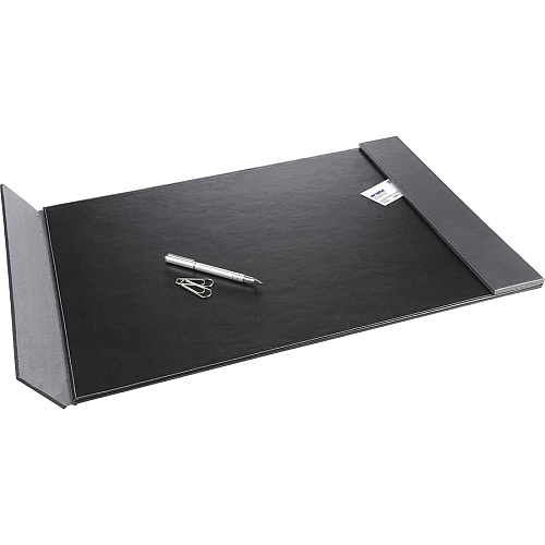 Artistic Classic Desk Pad Rectangular - 24" Width x 19" Depth - Felt Backing - Leather - Black, Gray (5240BG)