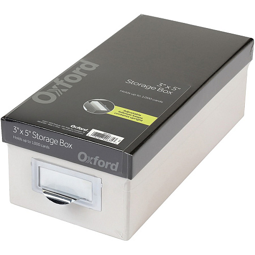 Oxford 3x5 Index Card Storage Box External Dimensions: 11.5" Length x 5.5" Width x 3.9" Height - Media Size Supported: 3" x 5" - 1000 x Index Card (3" x 5") - Black, Marble White - For Index Card, Notes, Recipe, Photo, Small Parts - Recycled - 1  (406350)