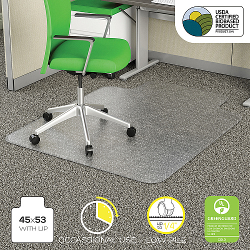 Deflecto EconoMat Chair Mat Commercial, Carpet, Office - 53" Length x 45" Width x 0.100" Thickness - Clear - 1 Each (CM1123PB)