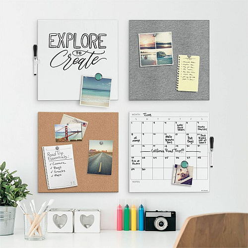 U Brands Magnetic Dry Erase Board 14" (1.2 ft) Width x 14" (1.2 ft) Height - White Painted Steel Surface - Square - Horizontal/Vertical - Magnetic - 1 Each (460U0004)