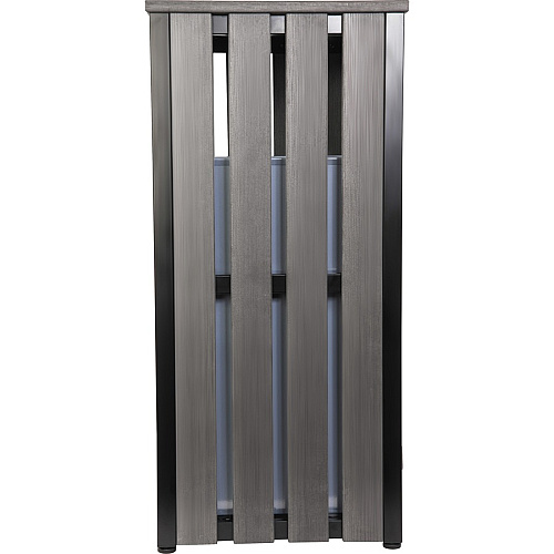 Lorell Faux Wood Outdoor Waste Bin Rectangular - Weather Resistant - 33.6" Height - Polystyrene - Weathered Charcoal - 1 Each (LLR42693)