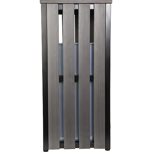 Lorell Faux Wood Outdoor Waste Bin Rectangular - Weather Resistant - 33.6" Height - Polystyrene - Weathered Charcoal - 1 Each (LLR42693)