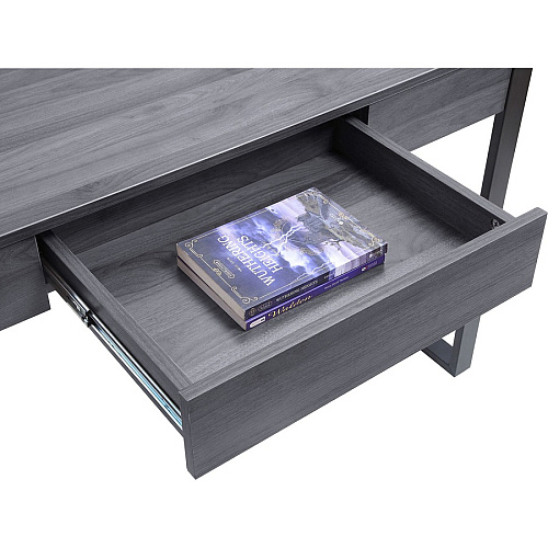 Lorell SOHO Desk with Center Drawer 30" Height x 47" Width x 23.5" Depth - 1 - Band Edge - Finish: Charcoal (LLR97618)