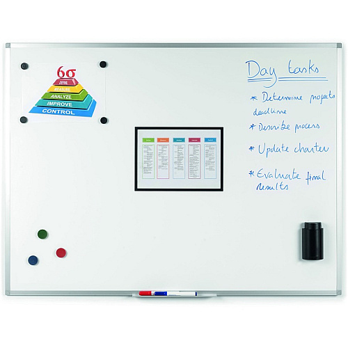Bi-silque Ayda Steel Dry Erase Board 36" (3 ft) Width x 24" (2 ft) Height - White Steel Surface - Aluminum Frame - Rectangle - Horizontal/Vertical - Magnetic - 1 Each (MA03759214)