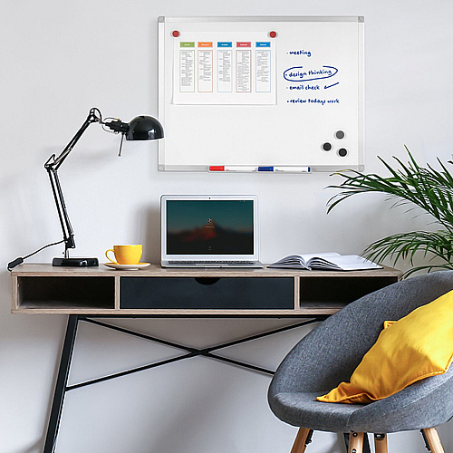 Bi-silque Ayda Steel Dry Erase Board 36" (3 ft) Width x 24" (2 ft) Height - White Steel Surface - Aluminum Frame - Rectangle - Horizontal/Vertical - Magnetic - 1 Each (MA03759214)
