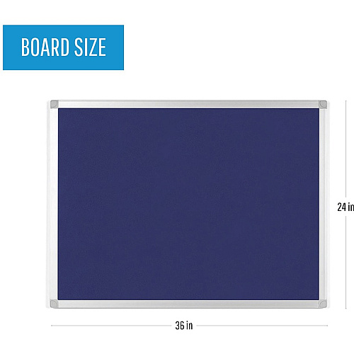 MasterVision Ayda Fabric 24"W Bulletin Board Blue Fabric Surface - Tackable, Sleek Style, Robust - 0.5" Height x 24" Width - 1 Each (FA03439214)