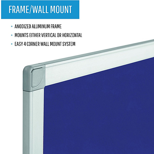 MasterVision Ayda Fabric 24"W Bulletin Board Blue Fabric Surface - Tackable, Sleek Style, Robust - 0.5" Height x 24" Width - 1 Each (FA03439214)