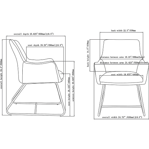 Lorell Mid-century Modern Flannel Guest Chair Sled Base - Gray - Armrest - 1 Each (LLR68562)