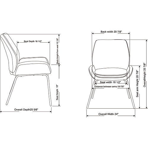 Lorell U-Shaped Seat Guest Chair Bonded Leather Seat Material - Bonded Leather Back Material - Black - 1 Each (LLR68574)