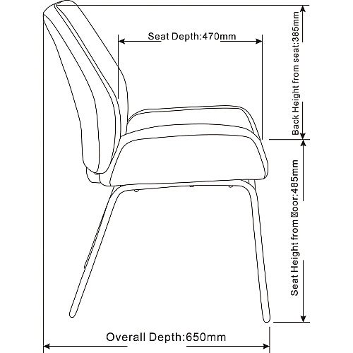Lorell U-Shaped Seat Guest Chair Bonded Leather Seat Material - Bonded Leather Back Material - Black - 1 Each (LLR68574)