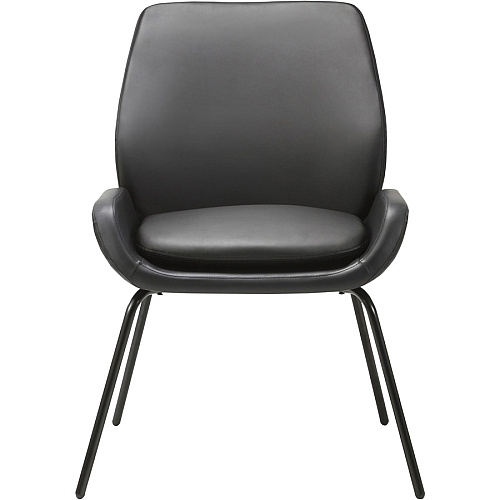 Lorell U-Shaped Seat Guest Chair Bonded Leather Seat Material - Bonded Leather Back Material - Black - 1 Each (LLR68574)