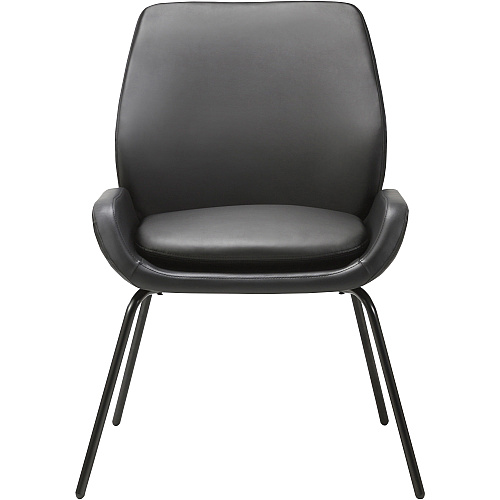 Lorell U-Shaped Seat Guest Chair Bonded Leather Seat Material - Bonded Leather Back Material - Black - 1 Each (LLR68574)