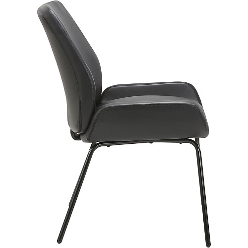 Lorell U-Shaped Seat Guest Chair Bonded Leather Seat Material - Bonded Leather Back Material - Black - 1 Each (LLR68574)