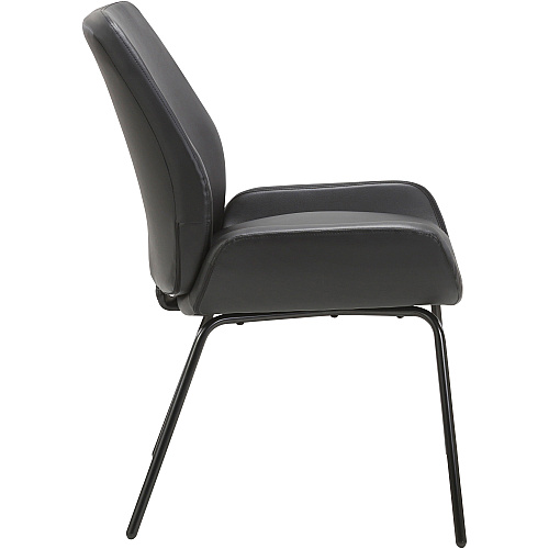 Lorell U-Shaped Seat Guest Chair Bonded Leather Seat Material - Bonded Leather Back Material - Black - 1 Each (LLR68574)