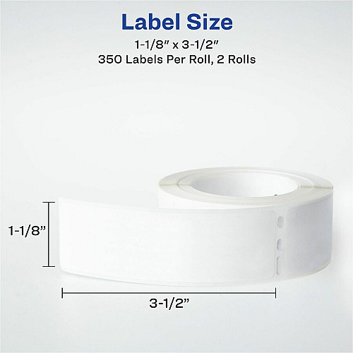 Avery&reg; Direct Thermal Roll Labels 3 1/2" Height x 1 1/8" Width - Permanent Adhesive - Rectangle - Thermal - Bright White - Paper - Water Resistant - Permanent Adhesive, Scratch Resistant, Smudge Resistant, Grease Resistant, BPA Free, Stick & S (04183)