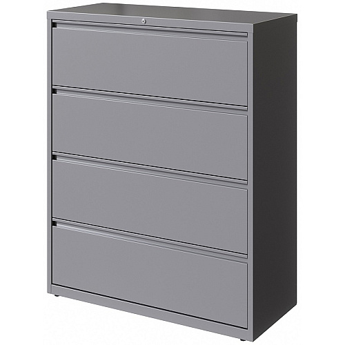Lorell Fortress Series Lateral File 42" Width x 18.6" Depth x 52.5" Height - 4 x Drawer(s) for File - Letter, Legal, A4 - Lateral - Hanging Rail, Magnetic Label Holder, Locking Drawer, Locking Bar, Ball Bearing Slide, Reinforced Base, Adjustabl (LLR00043)