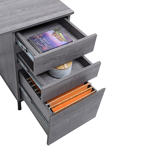 Lorell SOHO Desk with Side Drawers 30" Height x 55" Width x 23.6" Depth - 3 x File Drawer(s) - Single Pedestal on Right Side - Finish: Charcoal (LLR97616)