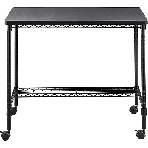 Safco Mobile Wire Desk Melamine, Black Top - 35.75" Table Top Width x 24" Table Top Depth - 30.75" Height - Assembly Required - Black - 1 Each (5203BL)