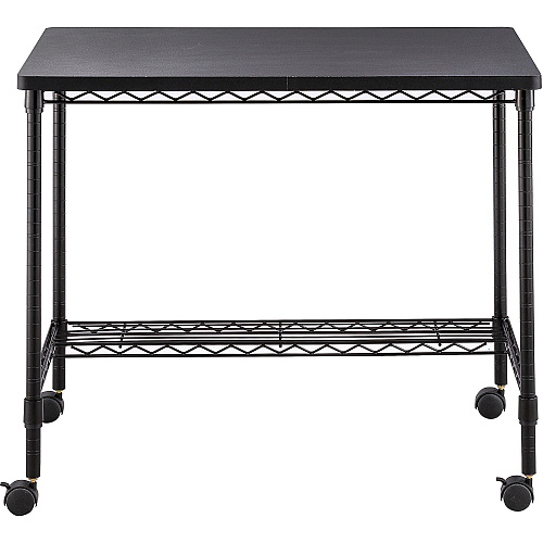Safco Mobile Wire Desk Melamine, Black Top - 35.75" Table Top Width x 24" Table Top Depth - 30.75" Height - Assembly Required - Black - 1 Each (5203BL)
