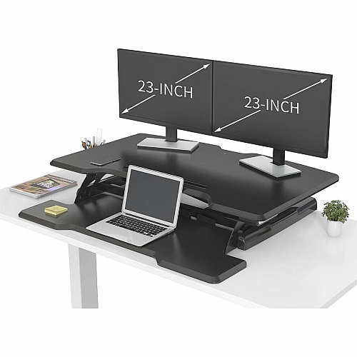 Lorell Electric Desk Riser with Wireless Device Charging 20" Height x 19.25" Width x 33.50" Depth - Desktop - Black (LLR99530)