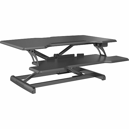 Lorell Electric Desk Riser with Wireless Device Charging 20" Height x 19.25" Width x 33.50" Depth - Desktop - Black (LLR99530)