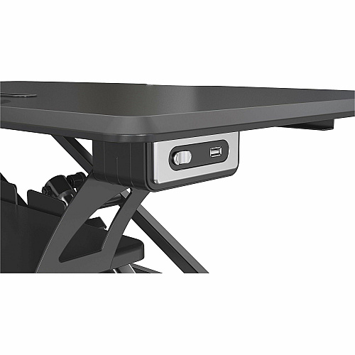 Lorell Electric Desk Riser with Wireless Device Charging 20" Height x 19.25" Width x 33.50" Depth - Desktop - Black (LLR99530)