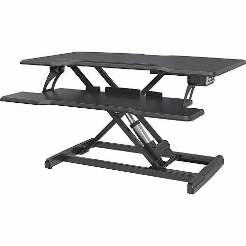 Lorell Electric Desk Riser with Wireless Device Charging 20" Height x 19.25" Width x 33.50" Depth - Desktop - Black (LLR99530)