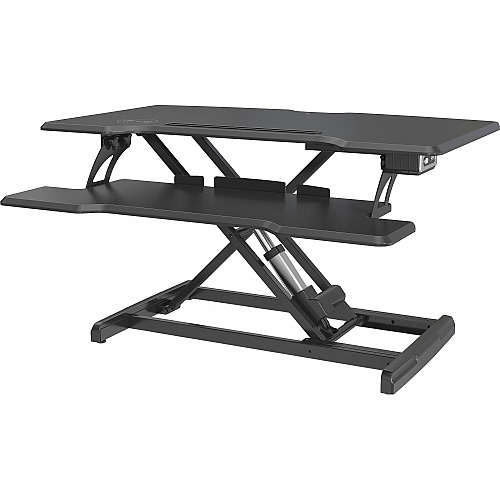 Lorell Electric Desk Riser with Wireless Device Charging 20" Height x 19.25" Width x 33.50" Depth - Desktop - Black (LLR99530)