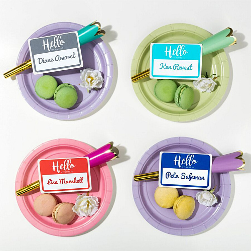 Avery Self-Adhesive Name Tags Hello My Name Is - 11" Height x 8 1/2" Width - Removable Adhesive - Rectangle - Laser, Inkjet - Matte - White - Film - Print-to-the Edge, Removable, Self-adhesive, Curl Resistant, Customizable - 8 / Sheet - 15 Total S (08722)