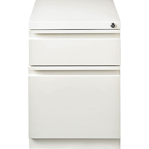 Lorell 20" Box/File Mobile Pedestal 15" x 19.9" x 23.8" for Box, File - Letter - Mobility, Ball-bearing Suspension, Removable Lock, Pull-out Drawer, Recessed Drawer, Anti-tip, Casters, Key Lock - White - Steel - Recycled (LLR00051)