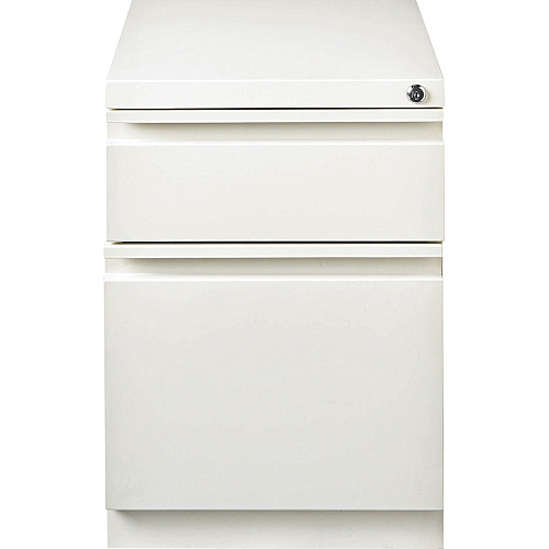 Lorell 20" Box/File Mobile Pedestal 15" x 19.9" x 23.8" for Box, File - Letter - Mobility, Ball-bearing Suspension, Removable Lock, Pull-out Drawer, Recessed Drawer, Anti-tip, Casters, Key Lock - White - Steel - Recycled (LLR00051)