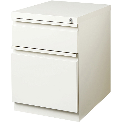 Lorell 20" Box/File Mobile Pedestal 15" x 19.9" x 23.8" for Box, File - Letter - Mobility, Ball-bearing Suspension, Removable Lock, Pull-out Drawer, Recessed Drawer, Anti-tip, Casters, Key Lock - White - Steel - Recycled (LLR00051)
