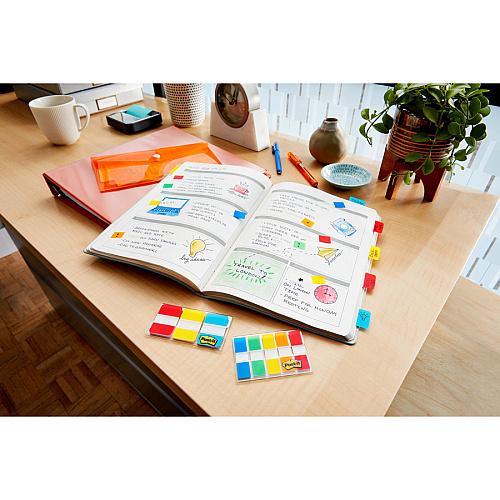 Post-it&reg; Tabs and Flags Combo Pack Red, Yellow, Blue, Green, Orange - Sticky, Adhesive - 136 / Pack (686COMBO1)