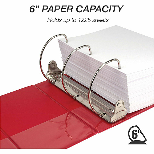 Samsill Nonstick 6" Locking D-Ring View Binder 6" Binder Capacity - 1225 Sheet Capacity - 3 Ring(s) - Fastener(s): D-Ring - Pocket(s): 2, Internal - Red - 2.73 lb - Recycled - Lockable, Non-stick, Concealed Rivet, Ink-transfer Resistant, Clear Ove (16423)