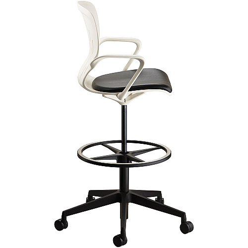 Safco Shell Extended-Height Chair Black Vinyl Seat Color - Plastic Seat Material - White Back Color - Plastic Back Material - 5-star Base - 1 Each (7014WH)