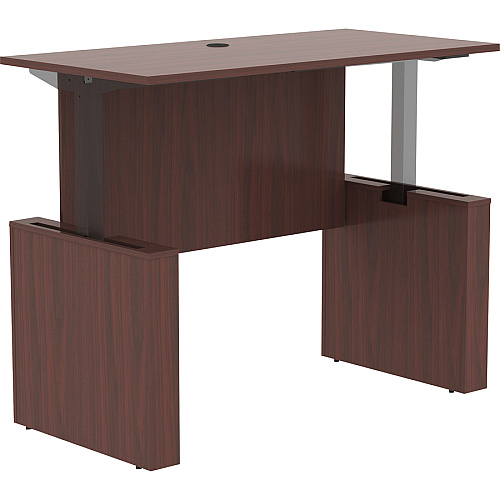 Lorell Essentials Series Sit-to-Stand Desk Shell x 0.1" Thickness Top, 49" Height x 60" Width x 29" Depth - Finish: Mahogany - Mahogany Laminate Table Top (LLR69571)