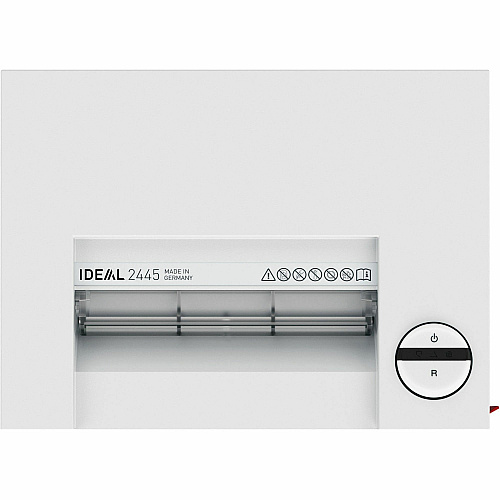 ideal. 24451111 Cross-cut Paper Shredder Continuous Shredder - Cross Cut - 8 Per Pass - for shredding Paper, Staples, Paper Clip, Credit Card - 0.625" x 0.093" Shred Size - P-5 - 9.50" Throat - 9 gal Wastebin Capacity - 372.85 W - White - TA (IDEDSH0065H)