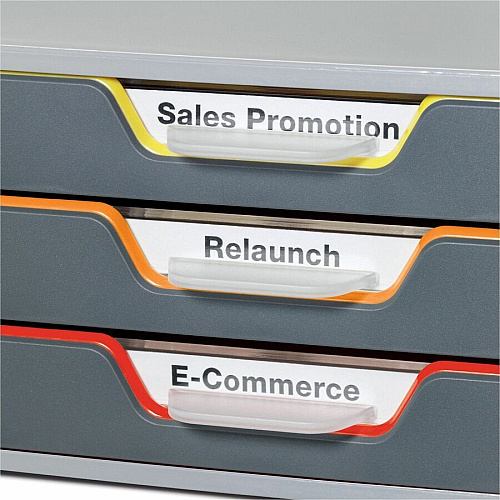 DURABLE VARICOLOR 3 Drawer Desktop Storage Box, Gray/Multicolor 3 Drawer(s) - 3.75" Height x 11" Width x 14" Depth - Desktop - Stackable, Labeling Area, Non-skid Feet - Gray - Plastic - 1 Each (760327)