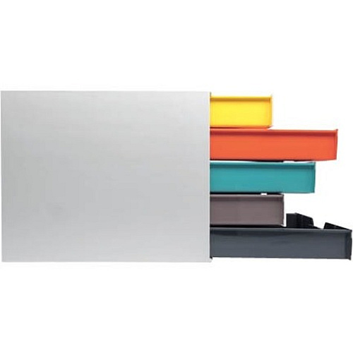 DURABLE VARICOLOR MIX 5 Drawer Desktop Storage Box, White/Multicolor 5 Drawer(s) - 11" Height x 11.50" Width x 14" Depth - Desktop - White - Plastic - 1 Each (762527)