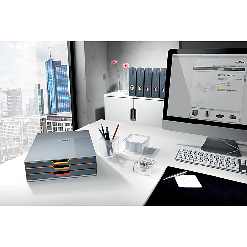 DURABLE VARICOLOR Magazine Rack Set, Gray/Multicolor - 5 pack Gray, Multicolor - 5 / Carton (770657)