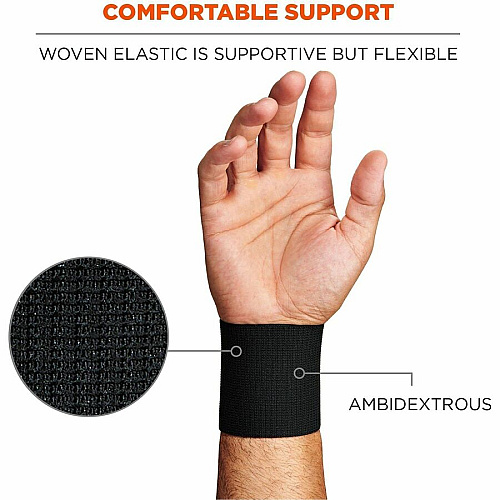 Ergodyne ProFlex 400 Universal Wrist Wrap Black - Woven, Elastic (72102)