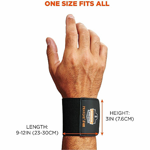 Ergodyne ProFlex 400 Universal Wrist Wrap Black - Woven, Elastic (72102)