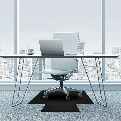 Advantagemat Black Advantagemat&reg; Black Vinyl Lipped Chair Mat for Carpets - 45" x 53" Carpeted Floor - 53" Length x 45" Width x 0.090" Depth x 0.090" Thickness - Lip Size 25" Length x 12" Width - Lipped - Classic - Polyvinyl Chloride (P (FC114553LLBV)