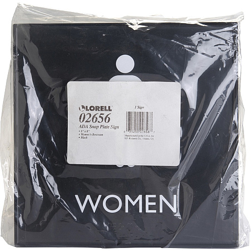 Lorell Women's Restroom Sign Print/Message "Women" - 8" Width x 8" Height - Square Shape - Surface-mountable - Easy Readability, Injection-molded - Restroom, Architectural - Plastic - Black - 1 Each (LLR02656)