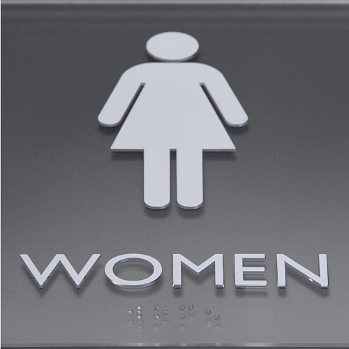 Lorell Women's Restroom Sign Print/Message "Women" - 8" Width x 8" Height - Square Shape - Surface-mountable - Easy Readability, Injection-molded - Restroom, Architectural - Plastic - Black - 1 Each (LLR02656)