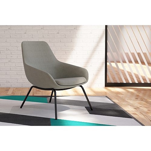 9 to 5 Seating 4-leg Lilly Lounge Chair Gray Seat Color - Fabric, Foam Seat Material - Gray Back Color - Fabric, Foam Back Material - Silver Frame Color - Four-legged Base - 1 Each (9101LGSFDO)
